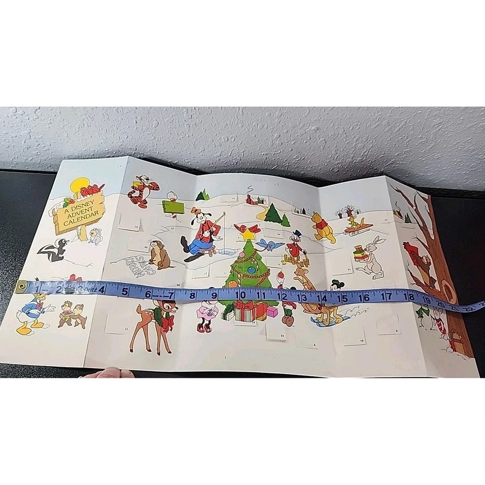 Vintage 4-Fold A Disney Advent‎ Calendar Hallmark Mickey, Minnie, Goofy, Winnie